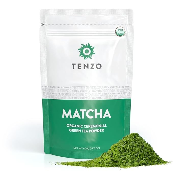 Tenzo Matcha Green Tea Powder - Matcha Powder USDA Organic Ceremonial Grade – Macha Powder Paleo, Kosher, Vegan – Authentic Japanese Matcha Tea - Original Matcha Latte Powder (14.11 Ounce)
