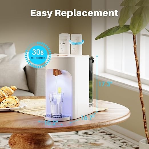 Countertop Instant Hot Water Dispenser, Reverse Osmosis Water Purification System with UV, 5:1 Pure to Drain, 4 Temperature Options, No Installation OM-ROF02