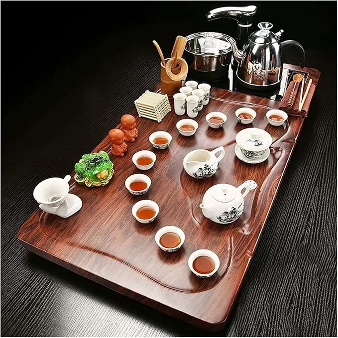 MEHWSUR Kung Fu Tea Set,Kung Fu teservis Tea Tray Household,Tea Sets Chinese Kung Fu Tea Set Tray Drainage Water Storage Tea Table,Fully Automatic Tea Set(Style-4)