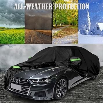 Waterproof Car Covers Compatible with 2012-2023 Audi A6S6 Sedan, All Weather Custom-fit Car Cover with Zipper Door for Rain Snowproof UV Windproof Protection