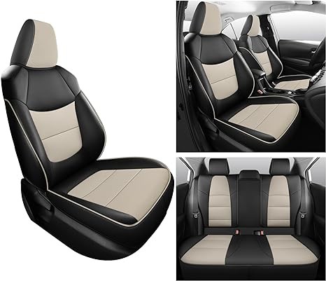 Custom Fit Car Seat Cover for Select 2019 2020 2021 2022 Toyota Corolla L LE LE Eco XLE Sedan - Full Set with Water-Resistant Breathable Microfiber Leather (Black and White)